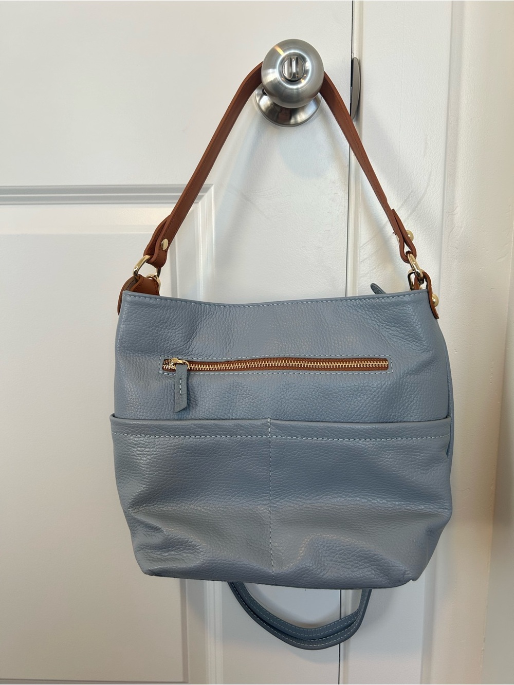 NWOT Classic Pebbled Leather Hobo Bag | Double Pocket Genuine Leather Purse